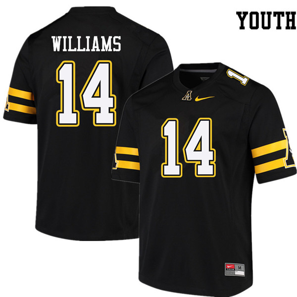 Youth #14 Malik Williams Appalachian State Mountaineers College Football Jerseys Sale-Black - Click Image to Close